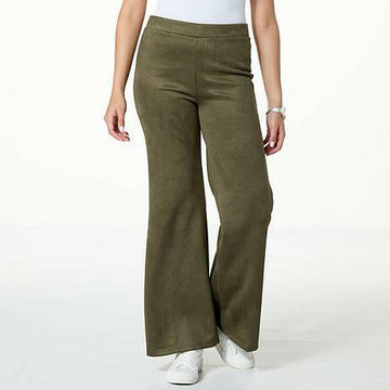 WynneCollection Faux Suede Flare-Leg Pant - fashioncurb