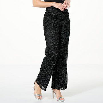 Antthony Scallop Metallic Lace Knit Lined Pull-On Pant - fashioncurb