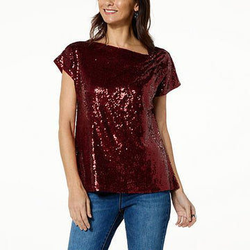DG RUCHED SHOULDER SEQUIN - fashioncurb