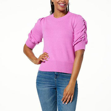 DG2 by Diane Gilman SoftEase Knit Puff-Sleeve Sweater - fashioncurb
