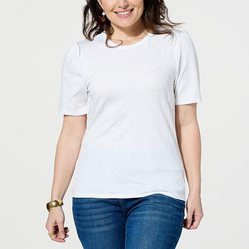 Jaclyn Smith puffed sleeve floral top - fashioncurb