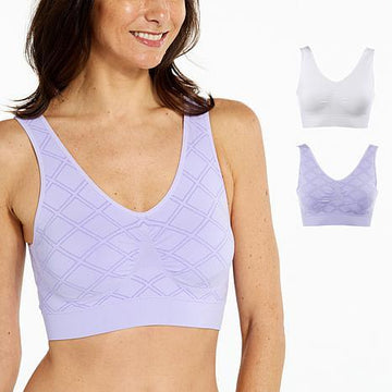 "As Is" Rhonda Shear 2-pack Diamond Knit Seamless Ahh Bra - fashioncurb