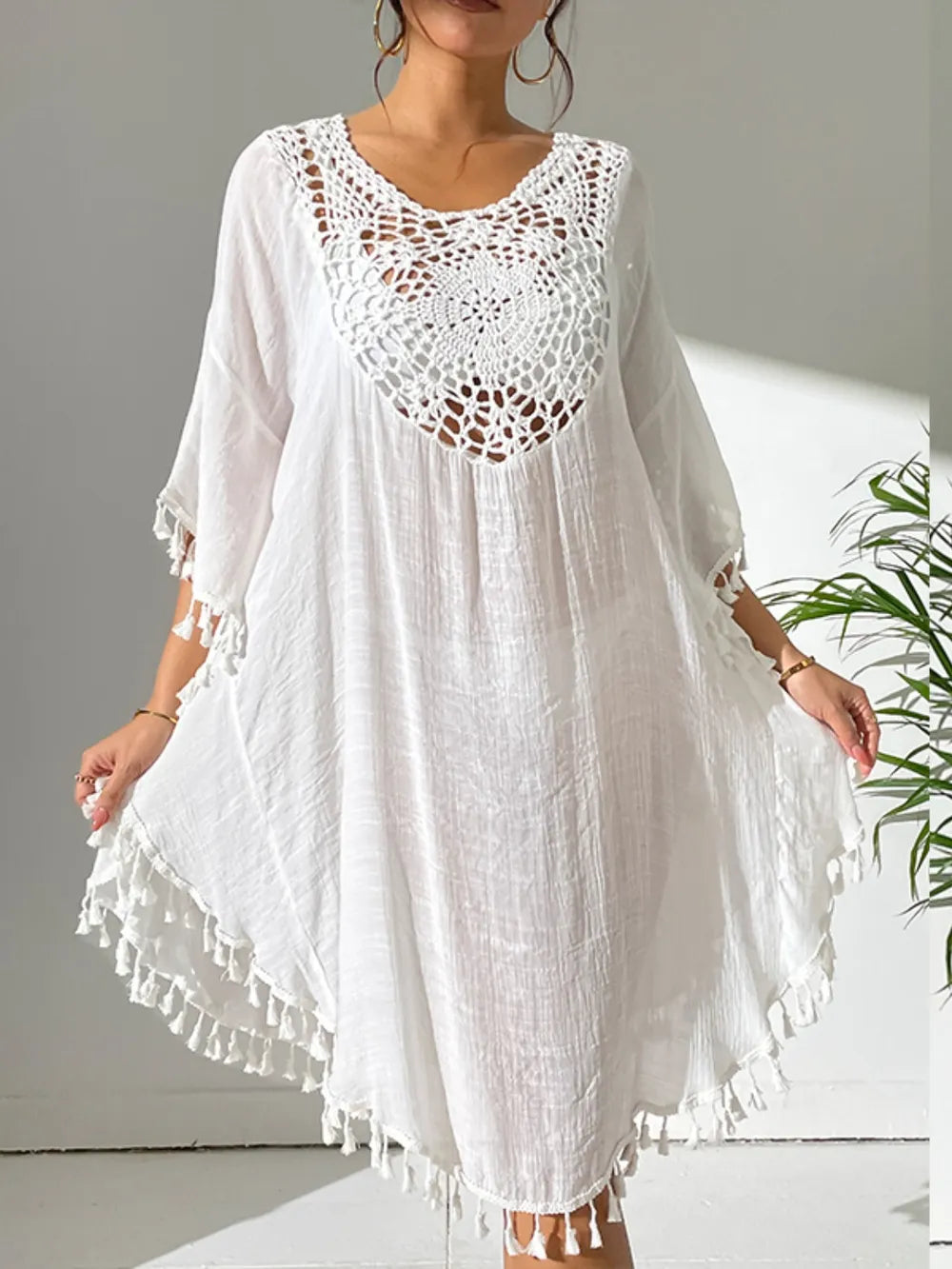 cut out cover up dress PatBO CROCHET BLOOM CUT OUT Beach DRESS
