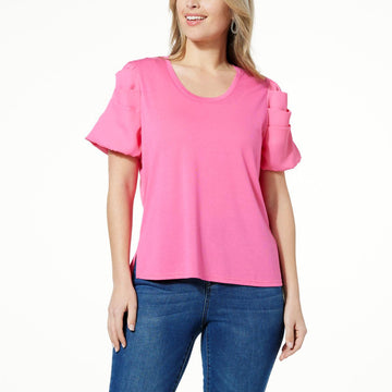dg2-diane-gilman-puff-sleeve-tee-womens-stylish-knit-top-pink