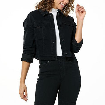 G by Giuliana Black Label Denim Twill Crop Jacket - fashioncurb