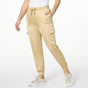 Jaclyn Smith Satin Cargo Jogger Pant - fashioncurb