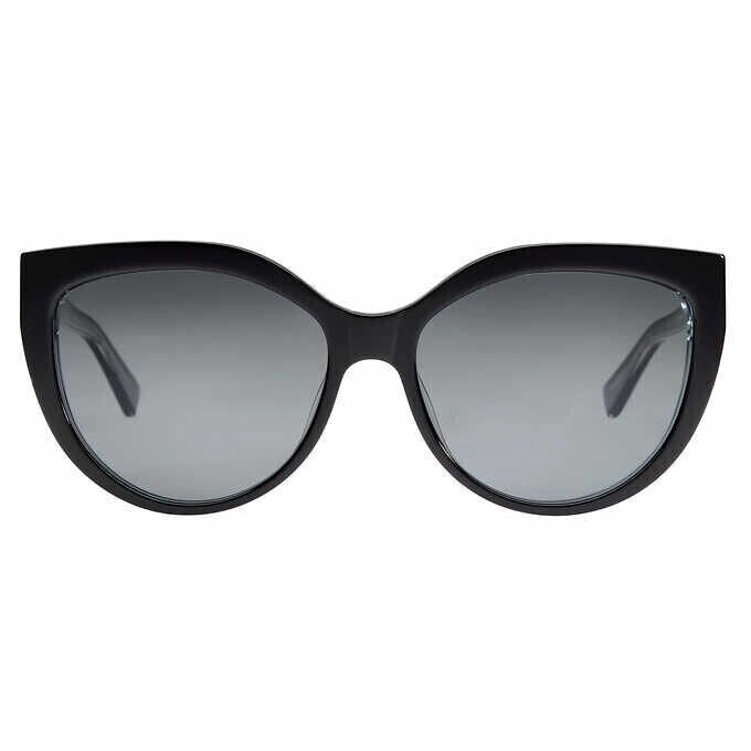 Black sunglasses for women with black crystal frame on white background