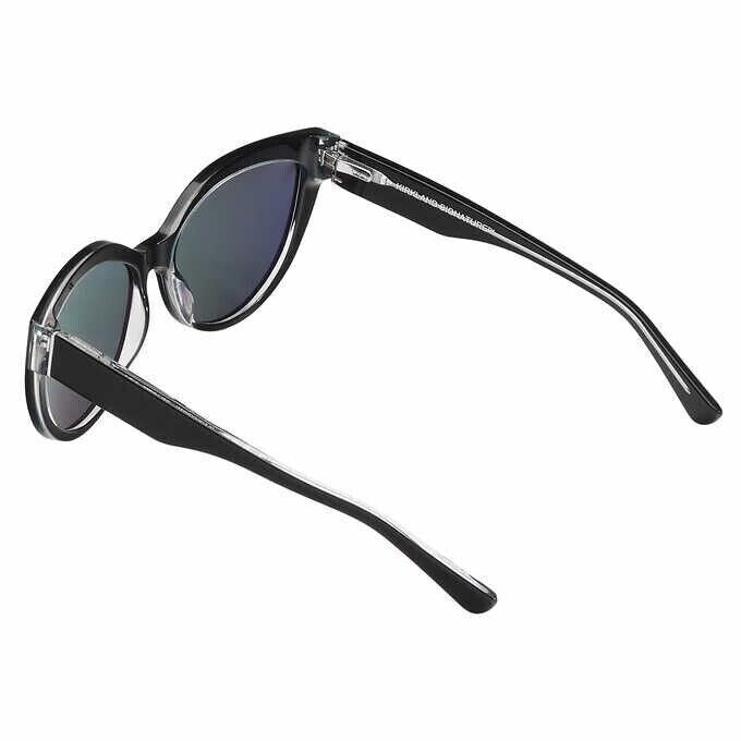 Close-up of HD polarised sunglasses with smoke black lenses