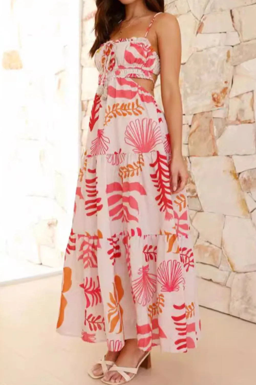 Cutout Printed Sleeveless Midi Cami Dress fashioncurb Cutout Printed Sleeveless Midi Cami Dress fashioncurb