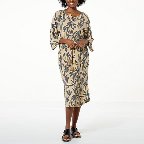 G by Giuliana Printed Crepe Button-Up Duster Shirtdress