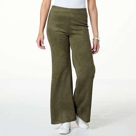 WynneCollection Faux Suede Flare-Leg Pant