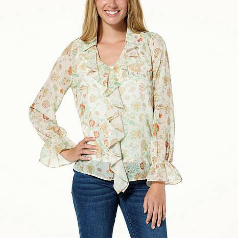 Jaclyn Smith Ruffle Front Tee - fashioncurb