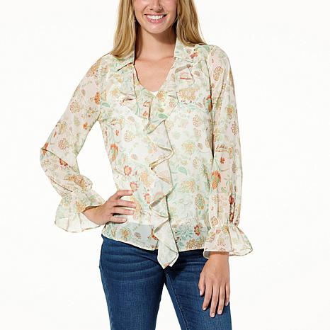 Jaclyn Smith Ruffle Front Tee