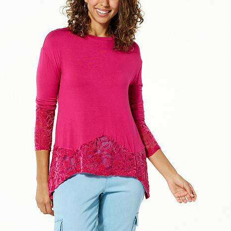 GBG LACE-HEM JERSEY KNIT T - fashioncurb