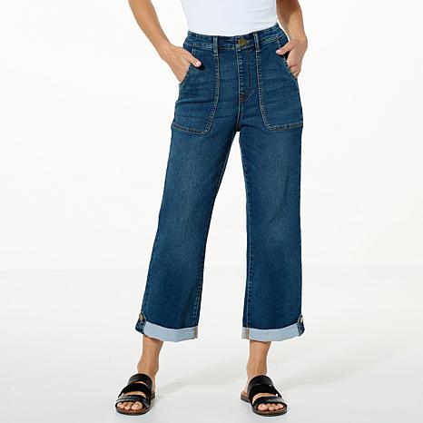 DG2 by Diane Gilman Virtual Stretch Denim Pull-On Utility Crop Jean