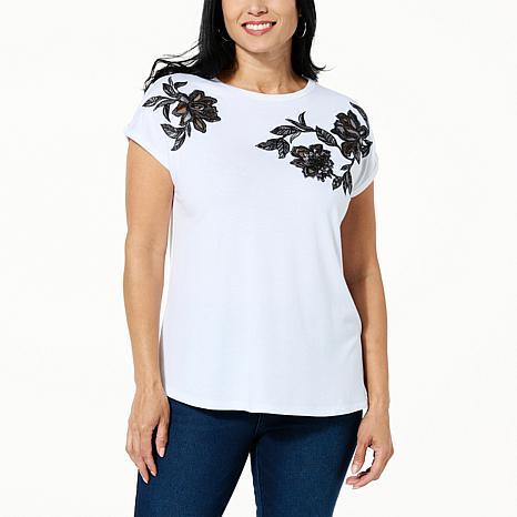 DG2 by Diane Gilman Embellished Knit Dolman-Sleeve Top - fashioncurb