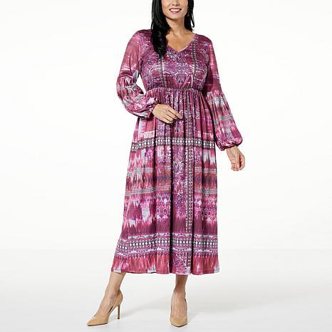 ONE WORLD V NECK MAXI DRES - fashioncurb