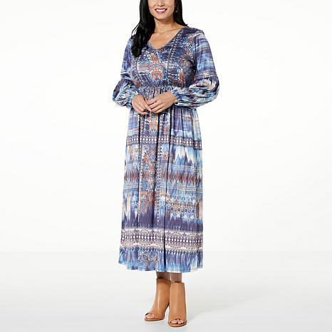 ONE WORLD V NECK MAXI DRES