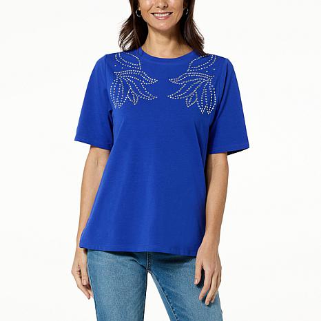 DG2 by Diane Gilman Embellished Short-Sleeve Tee