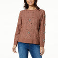 DG2 Embellished Cable Knit Sweater - fashioncurb