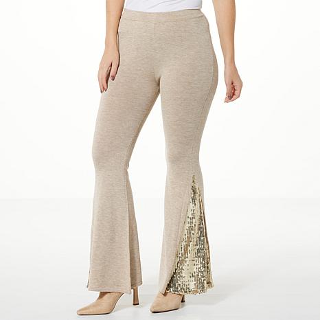 C Wonder by Christian Siriano Sequin Sweater Knit Pull-On Flare Pant