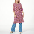 GBG STRIPED BELTED DUSTER REDCMB - fashioncurb