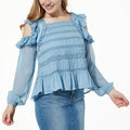 G by Giuliana Black Label Cold-Shoulder Lace Mix Blouse - fashioncurb