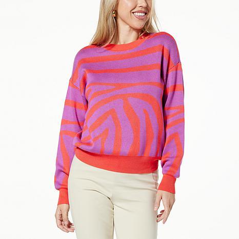 JACLYN SMITH ZEBRA CREWNEC GRCM - fashioncurb
