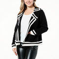 DG2 by Diane Gilman SoftEase Knit Cardigan with Border Trim - fashioncurb