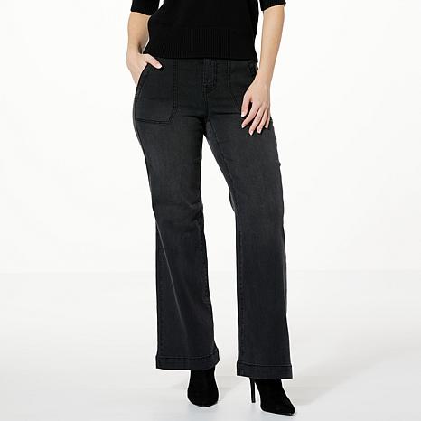 DG2 by Diane Gilman Slub Stretch Wide-Leg Utility Jean