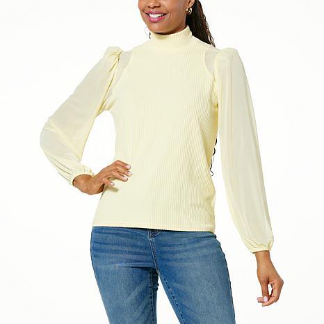 DG RIBBED & MESH KNIT TOP - fashioncurb