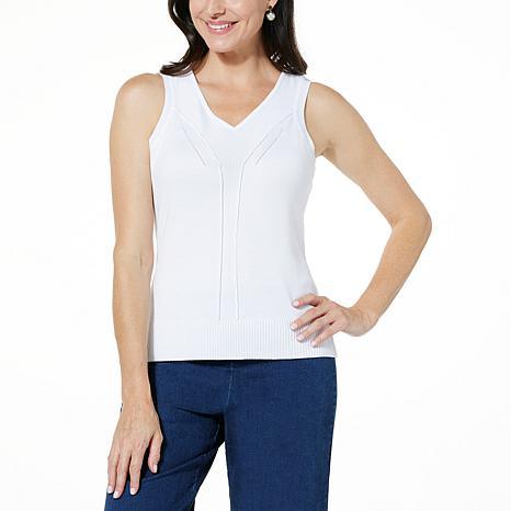 JACLYN SMITH SWEATER TANK BRTWHT - fashioncurb