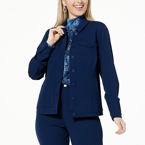Close-up of DG2 twill jacket fabric showing 4-way stretch - fashioncurb