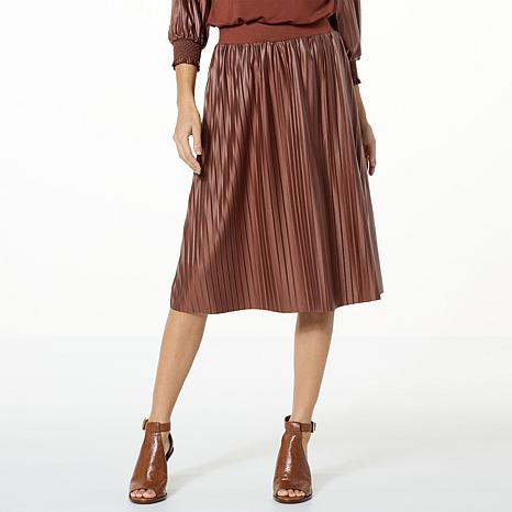 GBG BL FAUX LEATHER MIDI CINNAM