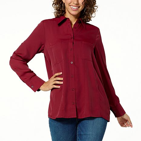 DG PANELED BUTTON UP SHIR WINE