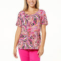 Nina Leonard Balloon Sleeve Jeweled Neckline Top - fashioncurb