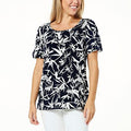 Nina Leonard Balloon Sleeve Jeweled Neckline Top - fashioncurb
