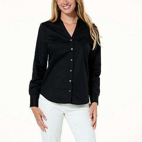 Jaclyn Smith Long-Sleeve Button Front Woven Top - fashioncurb