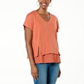 DG2 by Diane Gilman Pleated Underlayer Short-Sleeve Easy Top - fashioncurb