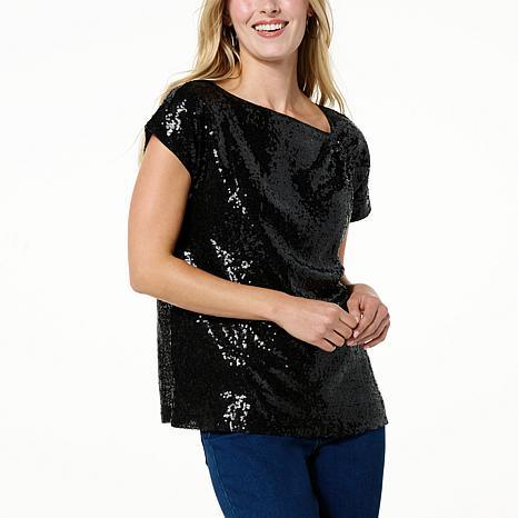 DG RUCHED SHOULDER SEQUIN - fashioncurb