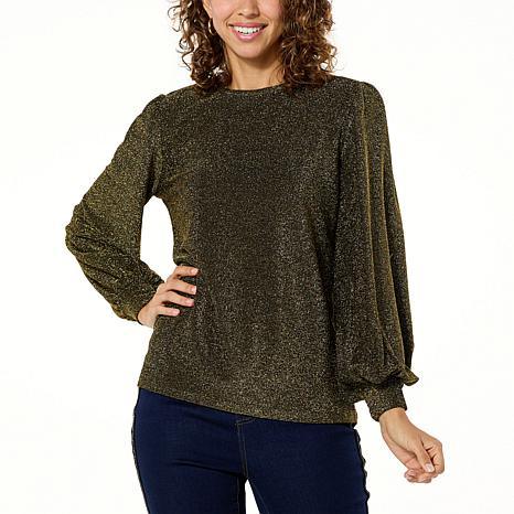 DG METALLICKNITPUFFSLVTOP - fashioncurb