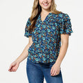 Democracy Printed Triple Layer Flounce Sleeve Woven Top - fashioncurb