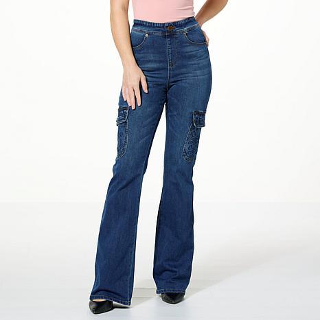 DG2 women's cargo jeans with flare leg - fashioncurb