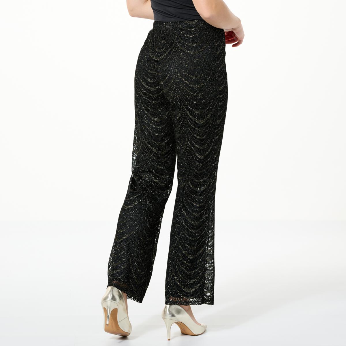 Antthony Scallop Metallic Lace Knit Lined Pull-On Pant