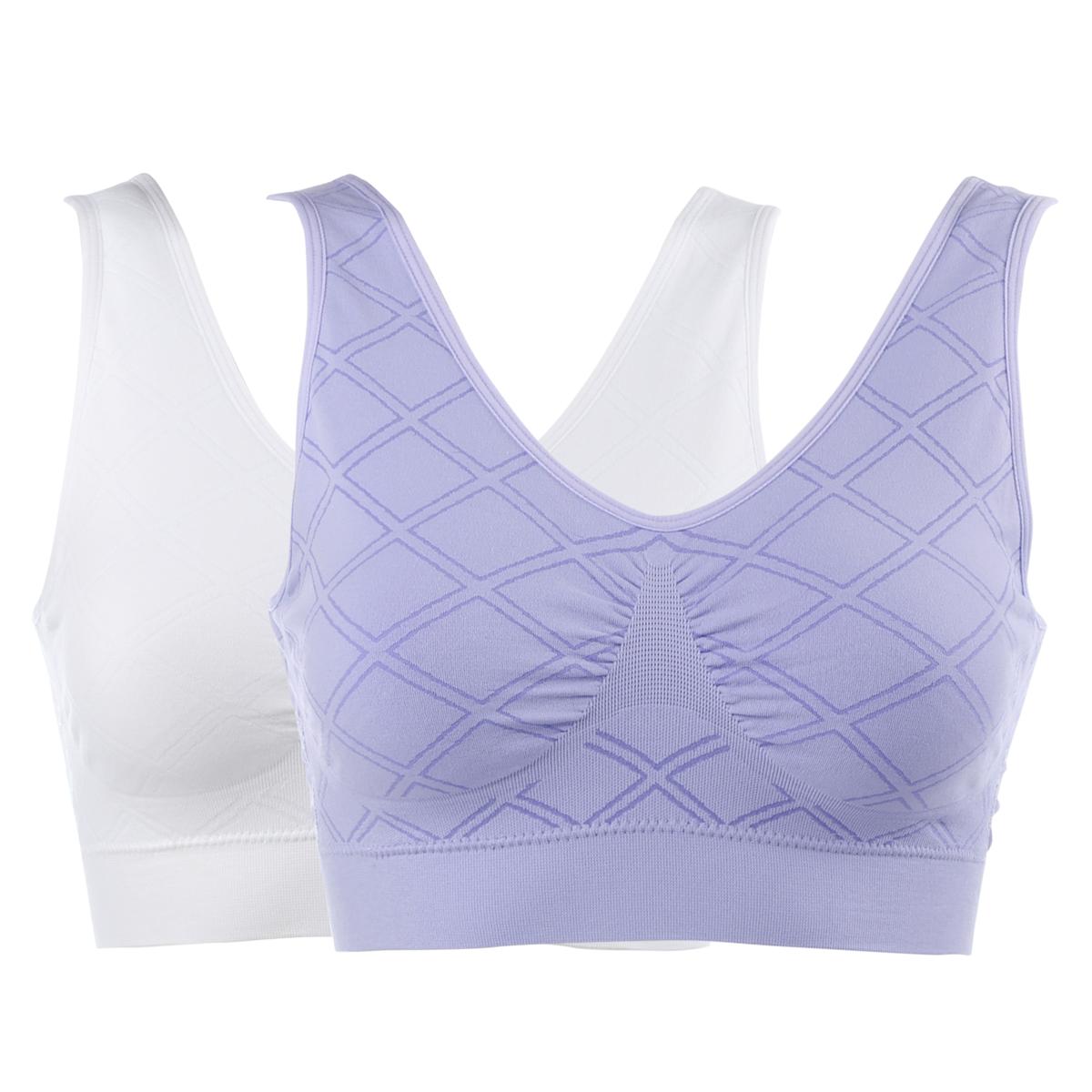 "As Is" Rhonda Shear 2-pack Diamond Knit Seamless Ahh Bra