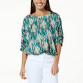 Democracy Printed Woven Puff-Sleeve Bubble Hem Top - fashioncurb