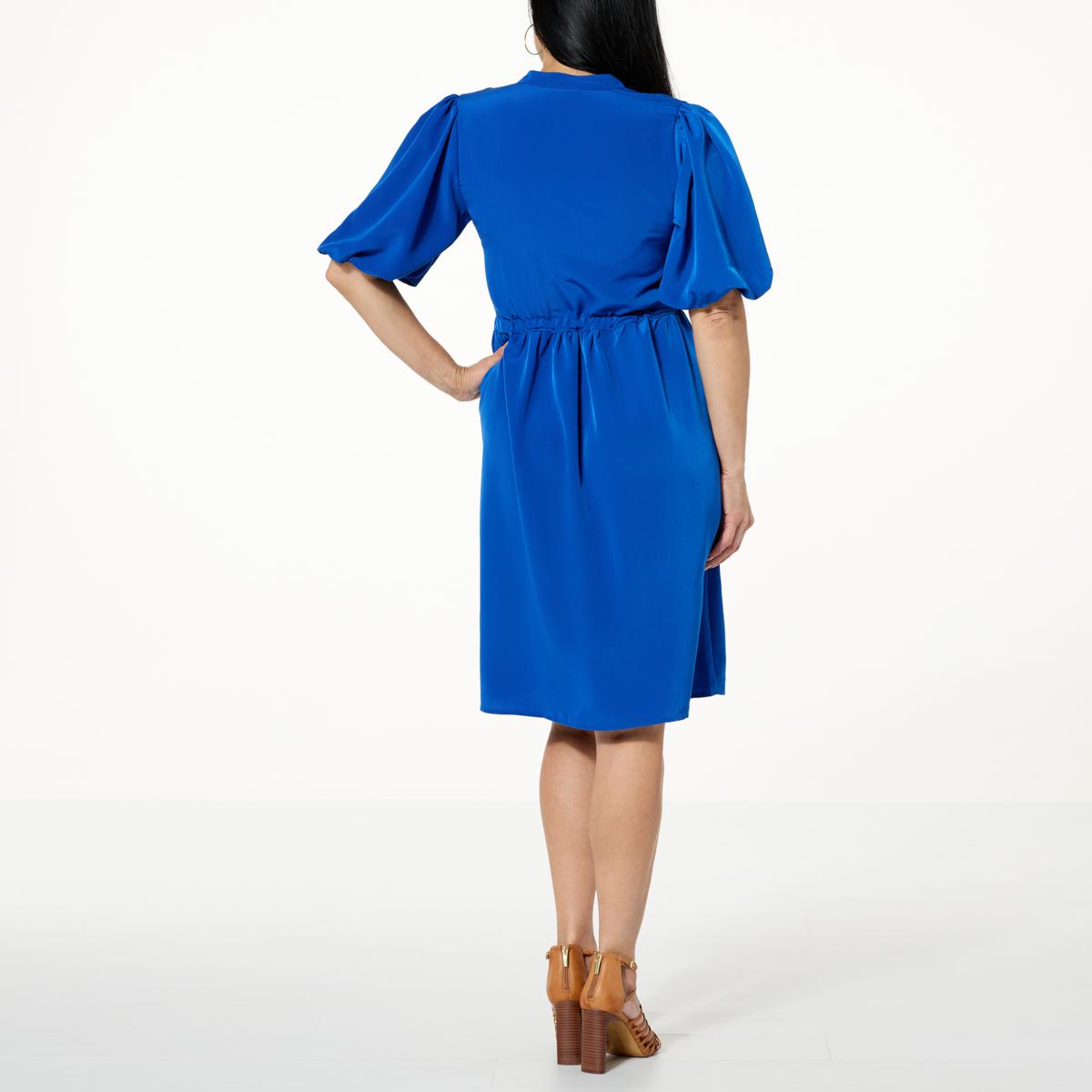 DG2 by Diane Gilman Bubble-Sleeve Woven Shirtdress