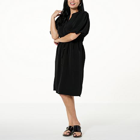 DG2 by Diane Gilman Bubble-Sleeve Woven Shirtdress