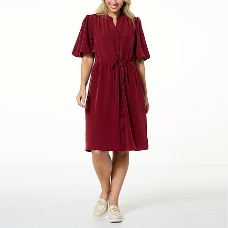 DG2 by Diane Gilman Bubble-Sleeve Woven Shirtdress