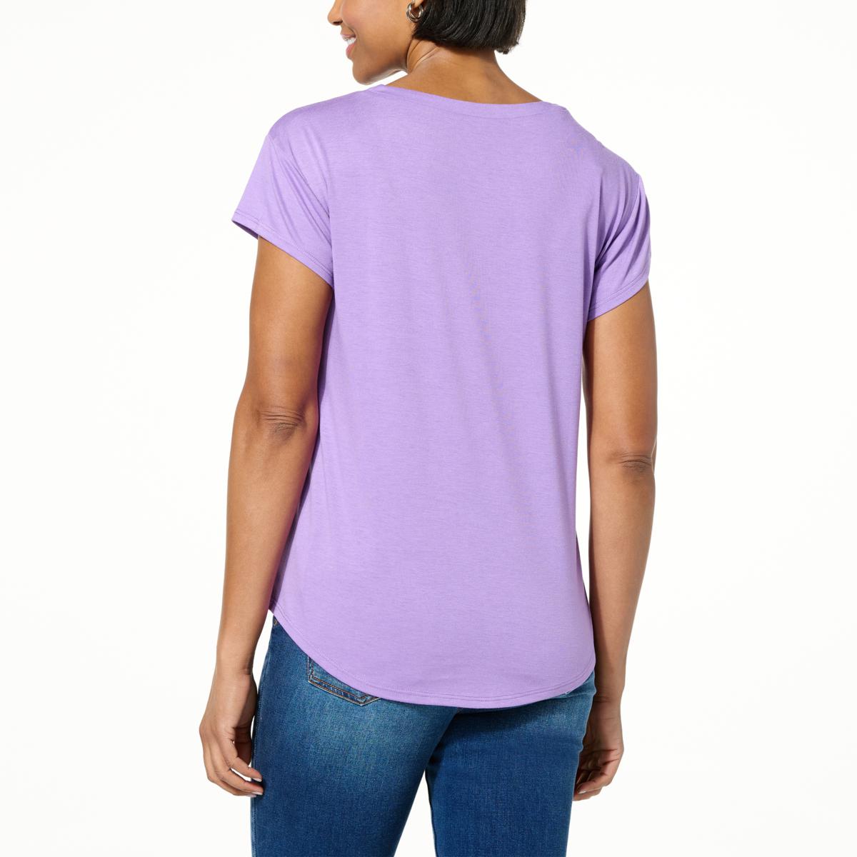 DG2 by Diane Gilman Embellished Hi-Low Short-Sleeve Tee